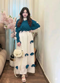 Georgette Bow Stitched Maxi Set Teal White